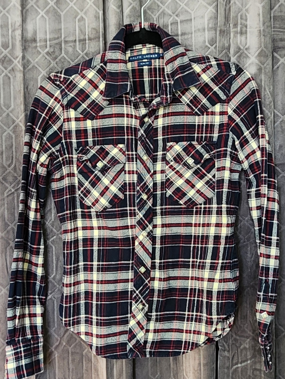 Kid's Ralph Lauren Long-Sleeve Navy, Red & White Plaid Button-Up Shirt